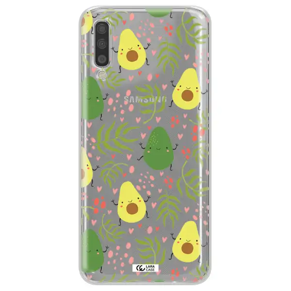a pattern of avocado and leaves Samsung A70 Clear TPU Case