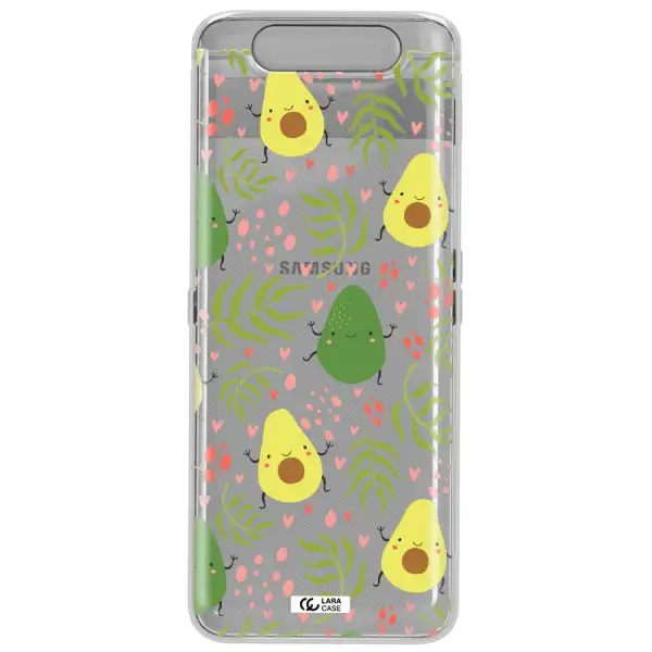 a pattern of avocado and leaves Samsung A80 Clear TPU Case