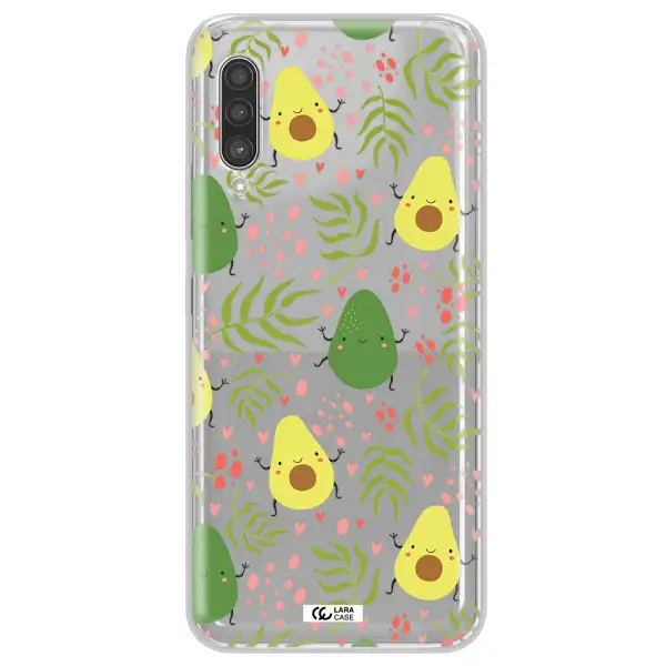 a pattern of avocado and leaves Samsung A90 Clear TPU Case