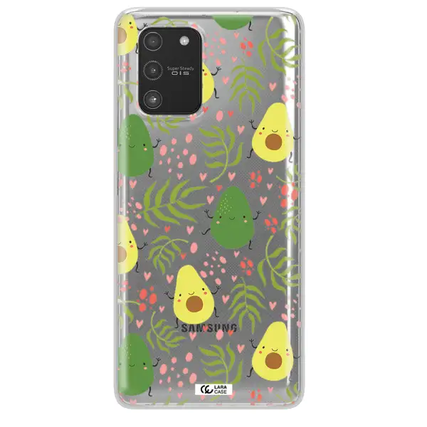 a pattern of avocado and leaves Samsung A91 Clear TPU Case