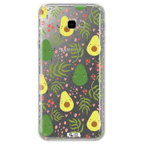 a pattern of avocado and leaves Samsung J4 Plus Clear TPU Case