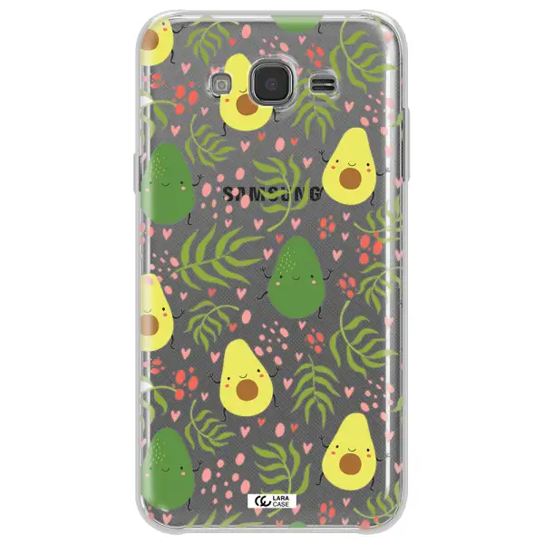 a pattern of avocado and leaves Samsung J7 Core Clear TPU Case