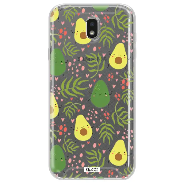 a pattern of avocado and leaves Samsung J7 Pro Clear TPU Case