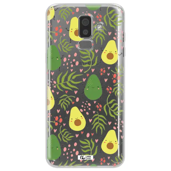 a pattern of avocado and leaves Samsung J8 Clear TPU Case