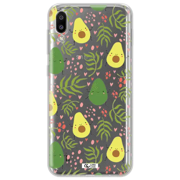 a pattern of avocado and leaves Samsung M10 Clear TPU Case