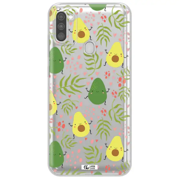 a pattern of avocado and leaves Samsung M11 Clear TPU Case
