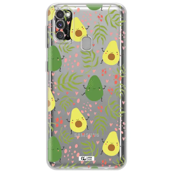 a pattern of avocado and leaves Samsung M30S Clear TPU Case