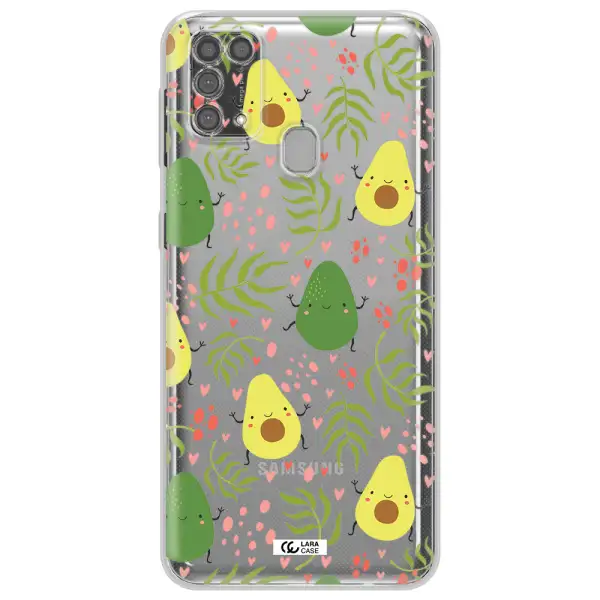 a pattern of avocado and leaves Samsung M31 Clear TPU Case
