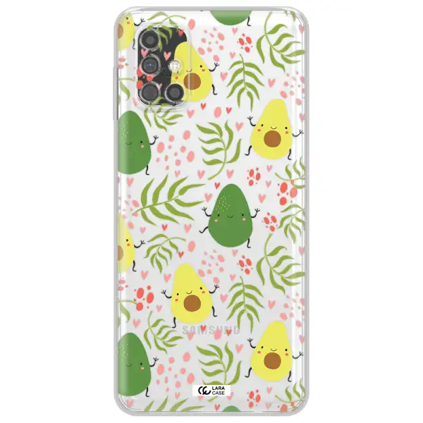 a pattern of avocado and leaves Samsung M31S Clear TPU Case