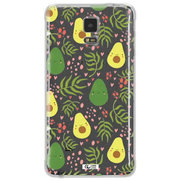 a pattern of avocado and leaves Samsung Note 4 Clear TPU Case