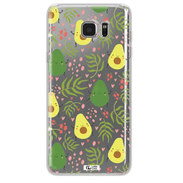 a pattern of avocado and leaves Samsung Note 5 Clear TPU Case