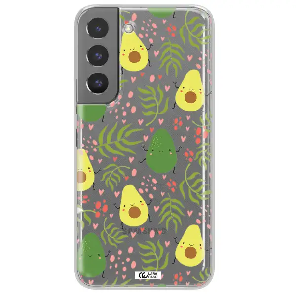 a pattern of avocado and leaves Samsung S 22 Clear TPU Case