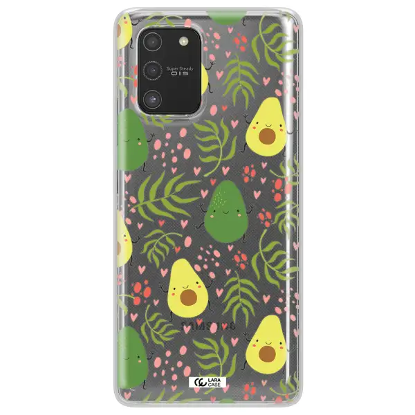 a pattern of avocado and leaves Samsung S10 Lite Clear TPU Case