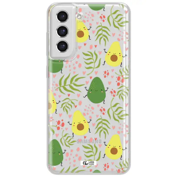 A Pattern Of Avocado And Leaves Samsung S21 Fe Clear Tpu Case