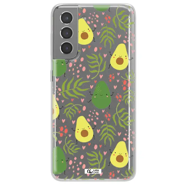 a pattern of avocado and leaves Samsung S21 Plus Clear TPU Case