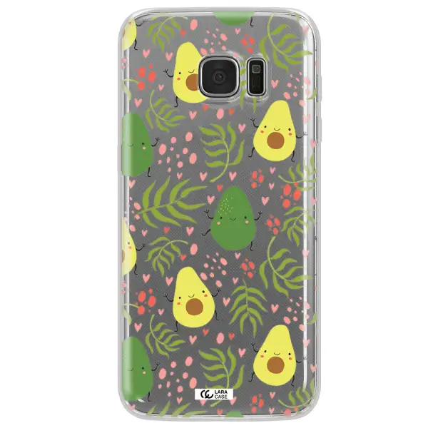 a pattern of avocado and leaves Samsung S7 Edge Clear TPU Case