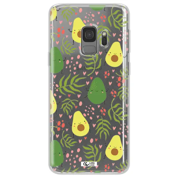 a pattern of avocado and leaves Samsung S9 Clear TPU Case