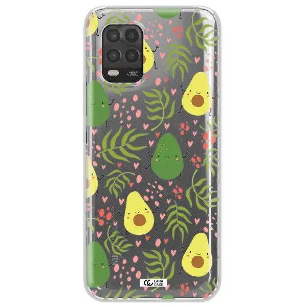 a pattern of avocado and leaves Xiaomi Mi 10 Lite Clear TPU Case