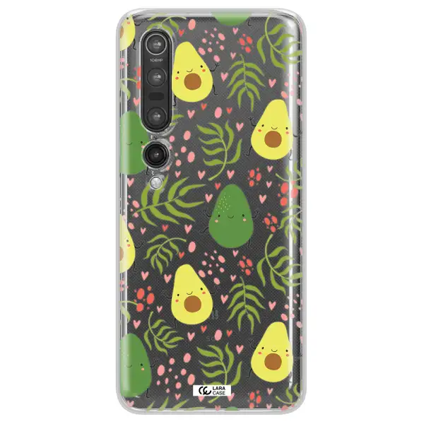 a pattern of avocado and leaves Xiaomi Mi 10 Pro Clear TPU Case