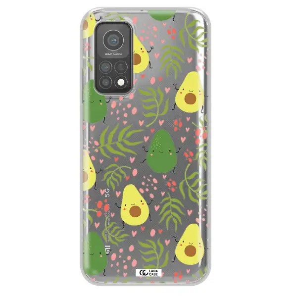a pattern of avocado and leaves Xiaomi Mi 10 T Pro Clear TPU Case