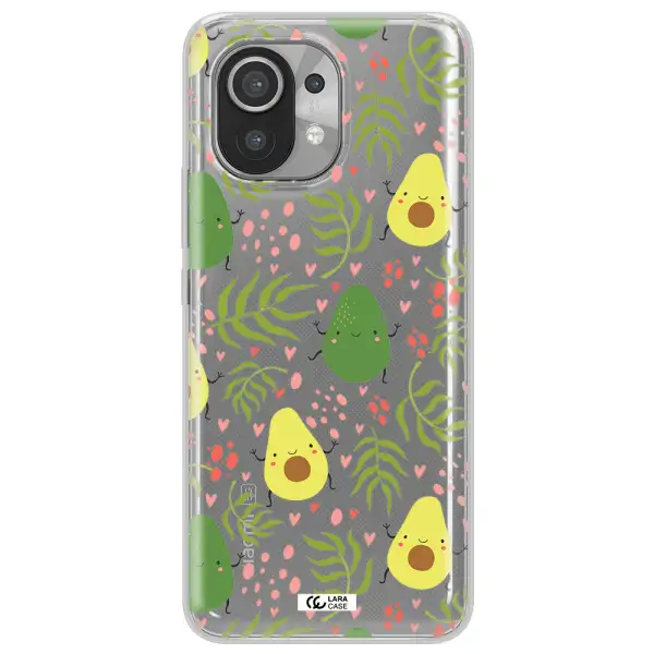 a pattern of avocado and leaves Xiaomi Mi 11 Clear TPU Case