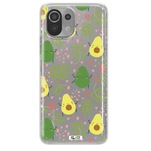 a pattern of avocado and leaves Xiaomi Mi 11 Lite Clear TPU Case