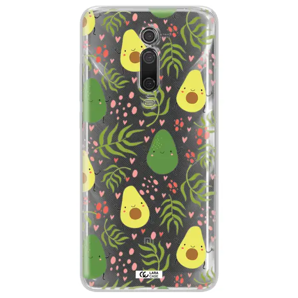a pattern of avocado and leaves Xiaomi Mi 9T Clear TPU Case