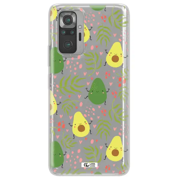 a pattern of avocado and leaves Xiaomi Note 10 Pro Clear TPU Case