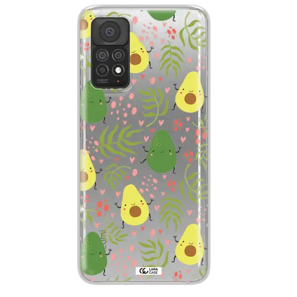 a pattern of avocado and leaves Xiaomi Note 11 Pro Clear TPU Case