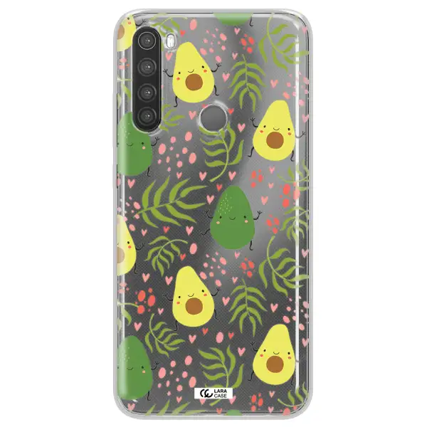 a pattern of avocado and leaves Xiaomi Note 8 Clear TPU Case