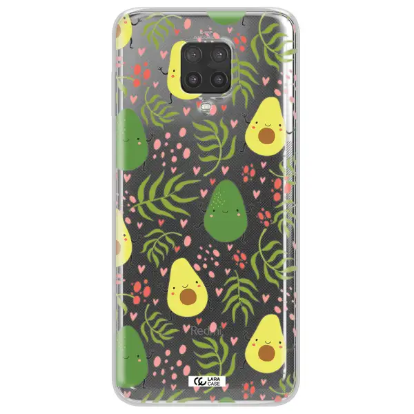 a pattern of avocado and leaves Xiaomi Note 9 Pro Clear TPU Case