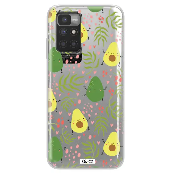 a pattern of avocado and leaves Xiaomi Redmi 10 Clear TPU Case