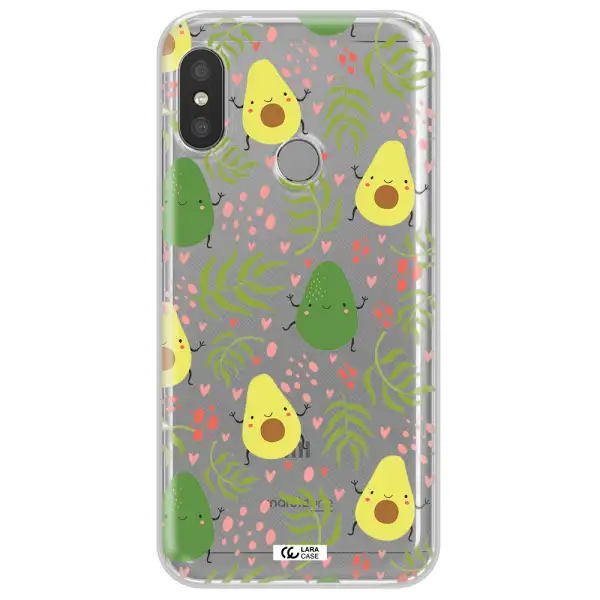 a pattern of avocado and leaves Xiaomi Redmi 6 Pro Clear TPU Case