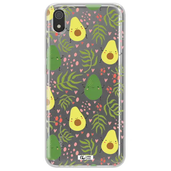 a pattern of avocado and leaves Xiaomi Redmi 7A Clear TPU Case
