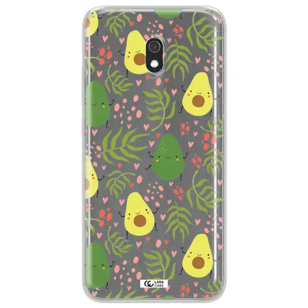 a pattern of avocado and leaves Xiaomi Redmi 8A Clear TPU Case