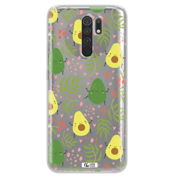 a pattern of avocado and leaves Xiaomi Redmi 9 Clear TPU Case