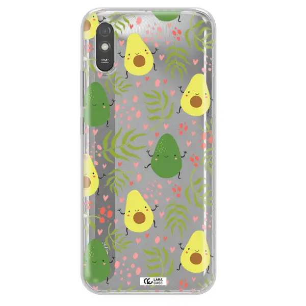 a pattern of avocado and leaves Xiaomi Redmi 9A Clear TPU Case