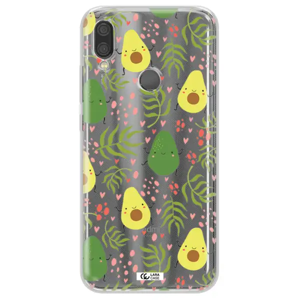 a pattern of avocado and leaves Xiaomi Redmi Note 7 Clear TPU Case