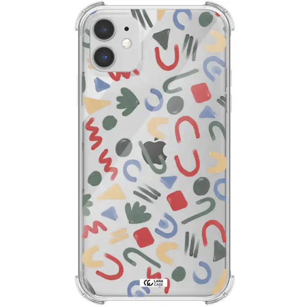 a pattern of colorful shapes Apple iPhone 11 Clear PC Case