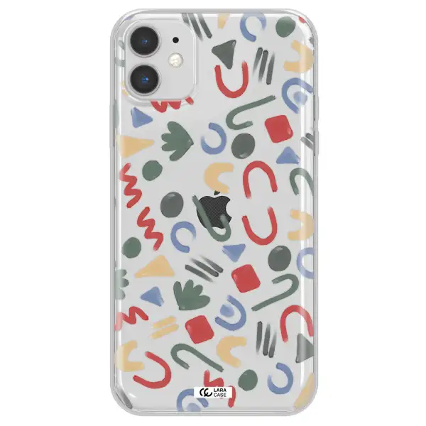 a pattern of colorful shapes Apple iPhone 11 Clear TPU Case