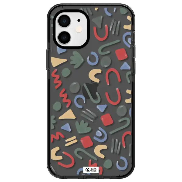 a pattern of colorful shapes Apple iPhone 11 impact Smoke Black Case