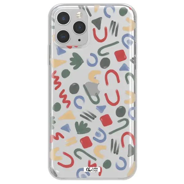 a pattern of colorful shapes Apple iPhone 11 pro max Clear TPU Case