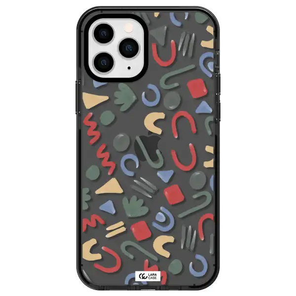 a pattern of colorful shapes Apple iPhone 11 pro max impact Smoke Black Case