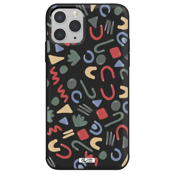 a pattern of colorful shapes Apple iPhone 11 pro max Silicone black Case