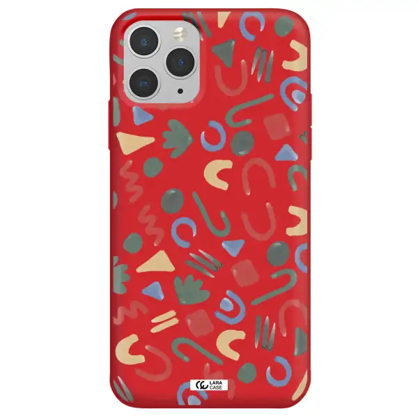 a pattern of colorful shapes Apple iPhone 11 pro max Silicone Imperial Red Case