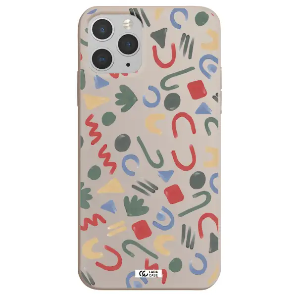 a pattern of colorful shapes Apple iPhone 11 pro max Silicone Stone Case