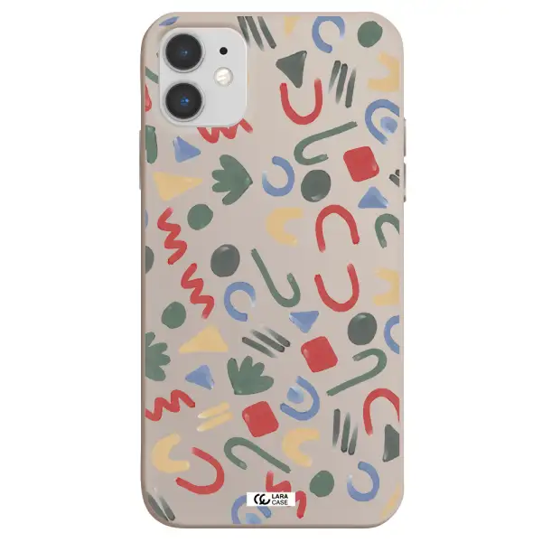 a pattern of colorful shapes Apple iPhone 11 Silicone Stone Case