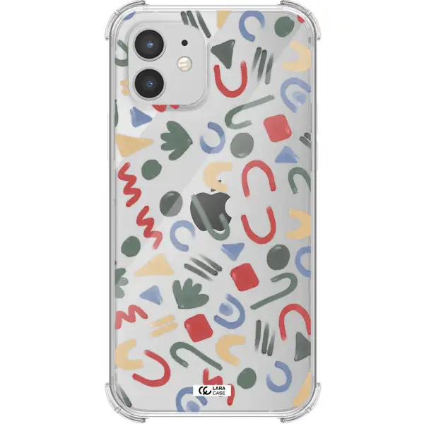 a pattern of colorful shapes Apple iPhone 12 Clear PC Case