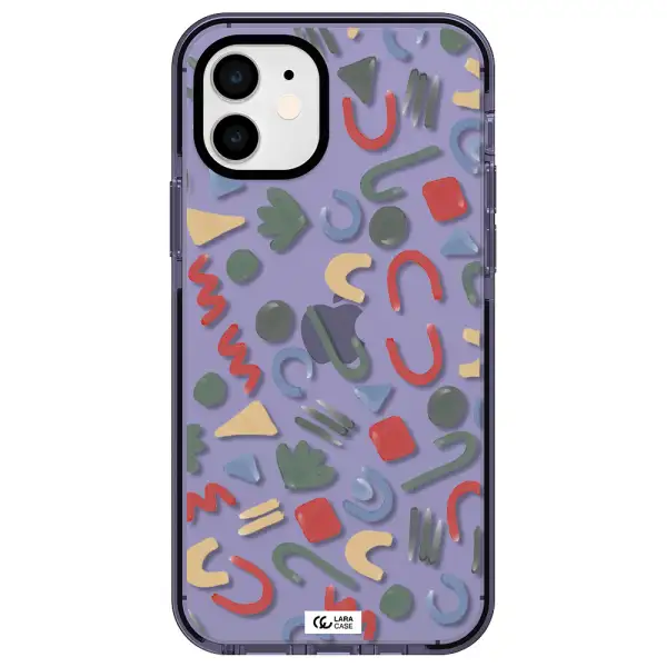 a pattern of colorful shapes Apple iPhone 12 impact Lilac Case