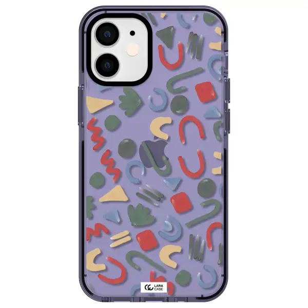 a pattern of colorful shapes Apple iPhone 12 mini impact Lilac Case